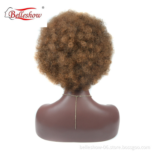 Hot sell wholesale synthetic black micro-rolled wig  African women high temperature silk fiber short wig